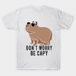 Retro Rodent Funny Capybara Don't Be Worry Be Capy Rodent T-Shirt